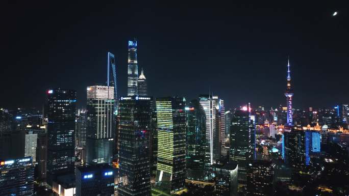 陆家嘴风光夜景航拍