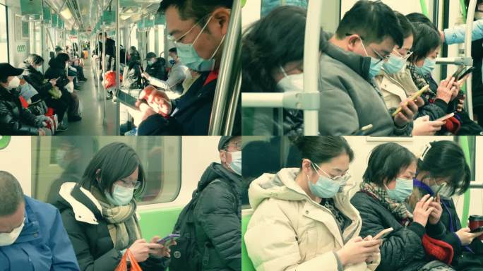 地铁 轻轨 玩手机 形形色色的人群