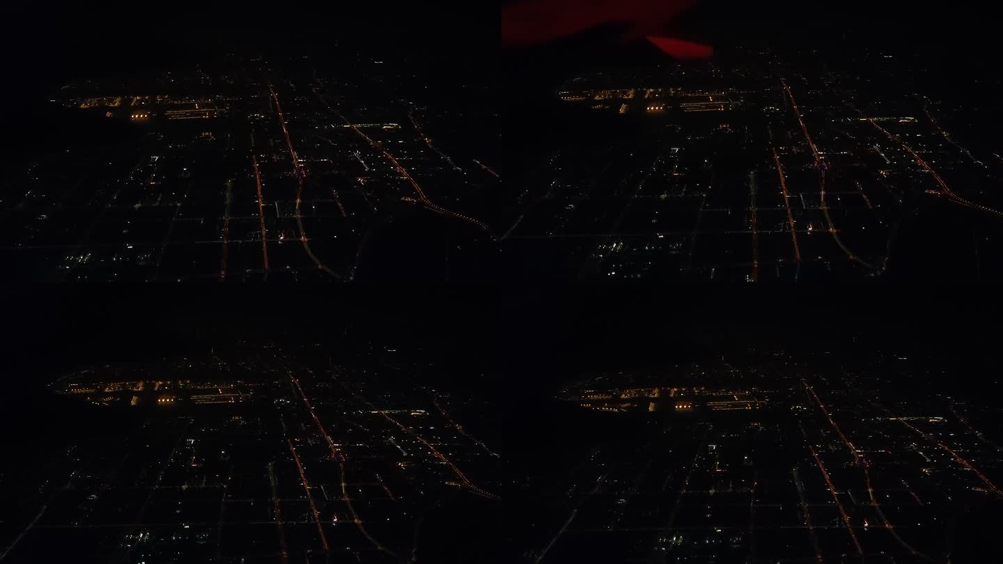 飞机下降夜景实拍