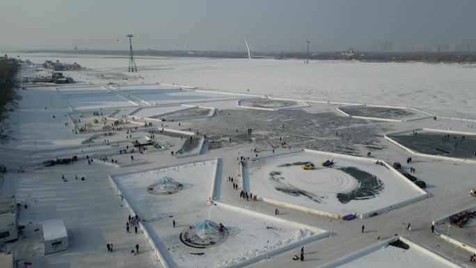 【4K】哈尔滨冬天松花江边