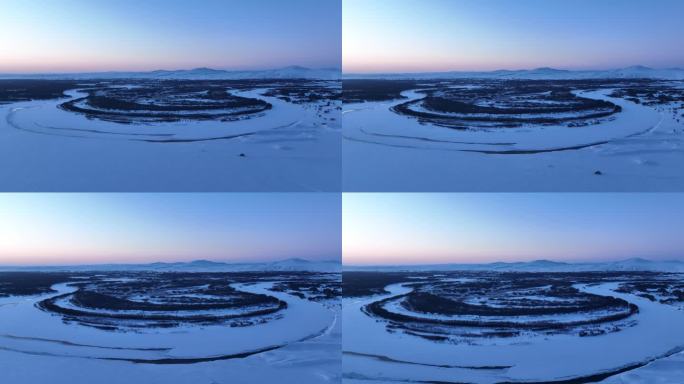 航拍林区湿地雪景视频素材
