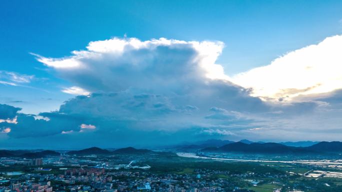 珠海斗门雨云变化航拍延时