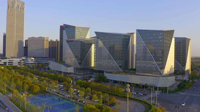 上海浦东 晶耀前滩 办公楼 俯瞰航拍4K