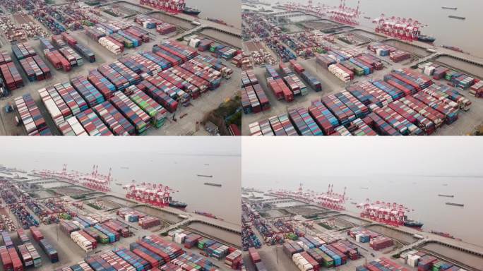 上海城市海港港口商业外贸出口航拍4k