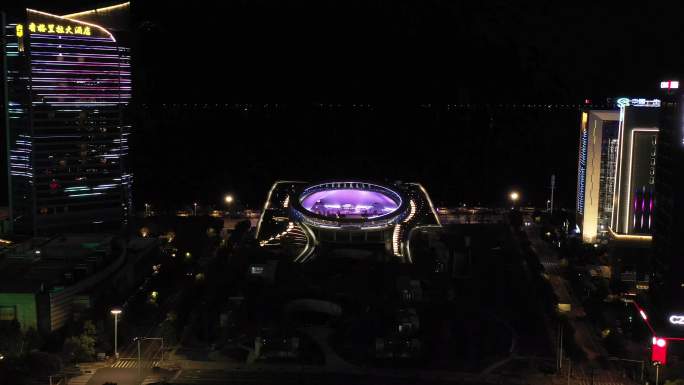 温州夜景广场航拍