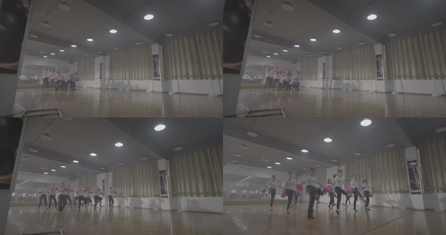 【4K灰度】啦啦操排练舞蹈练习