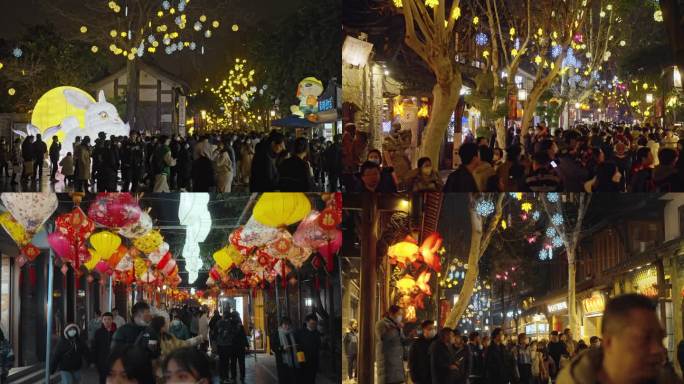 兔年春节元宵节城市年味灯笼迎新年过年氛围