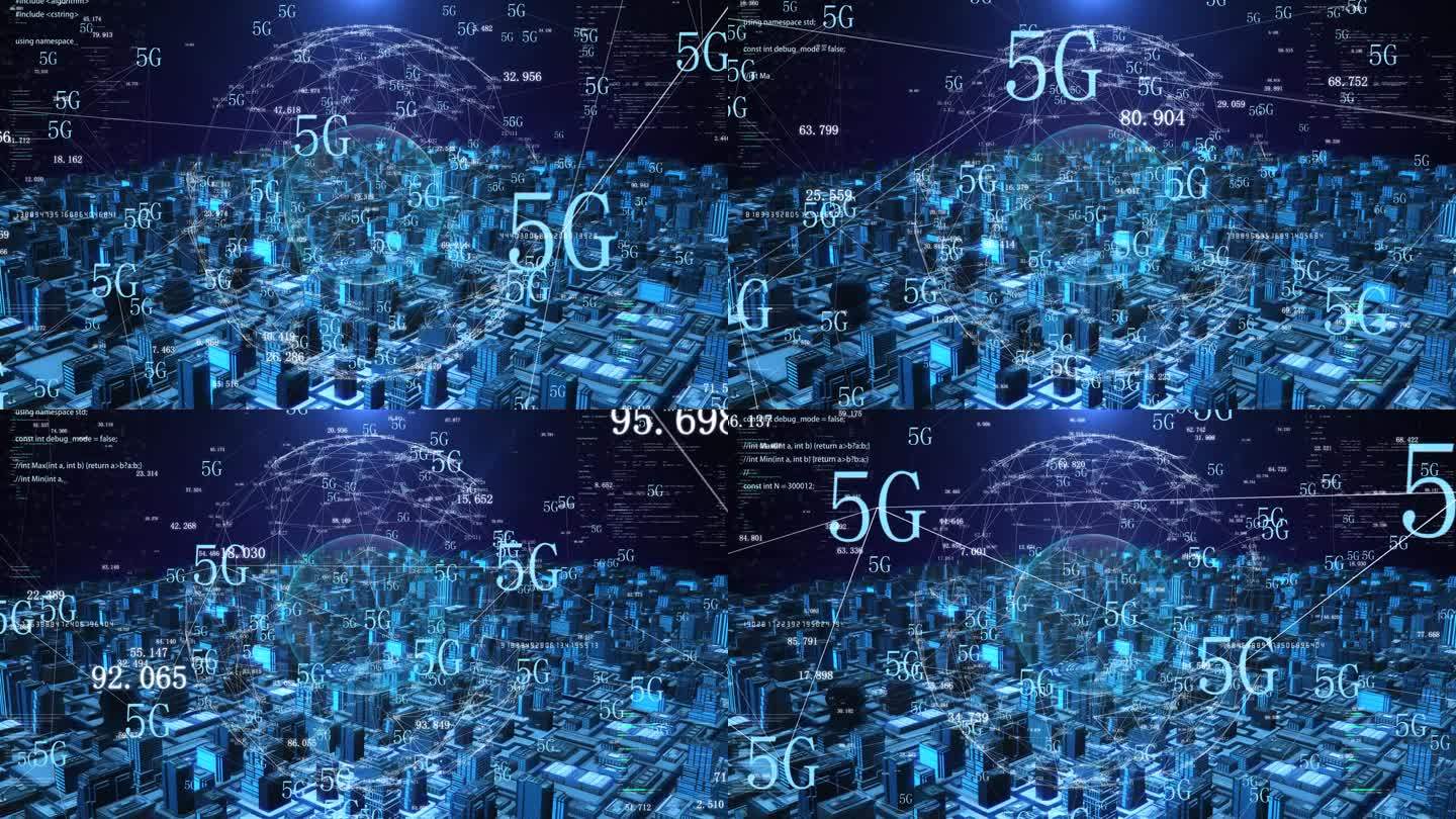 科技城市和5g网络通信数据信号传输概念