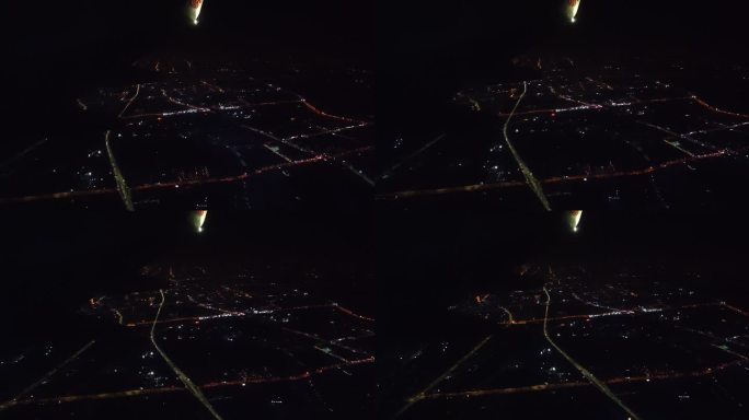 北京夜空航拍飞机下降