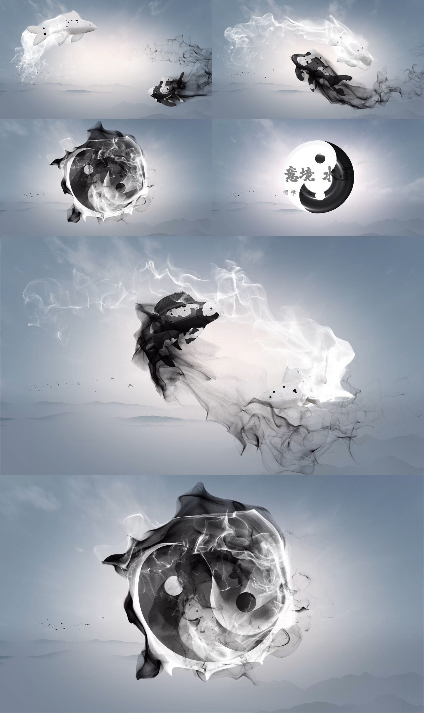 中国风水墨锦鲤太极片头