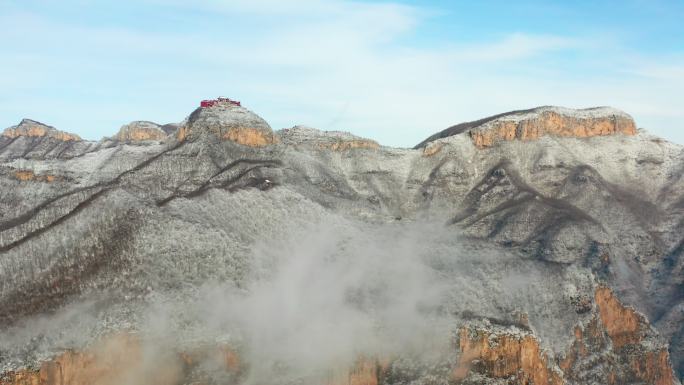 航拍焦作云台山凤凰岭雪景