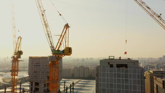 施工工地 建筑工地 建筑 塔吊 工程建设