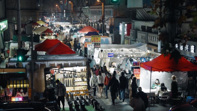 武汉夜市集市人流 小摊经济 人文生活