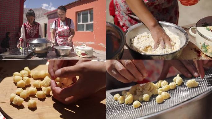 新疆哈萨克族的小吃包尔萨克制作过程