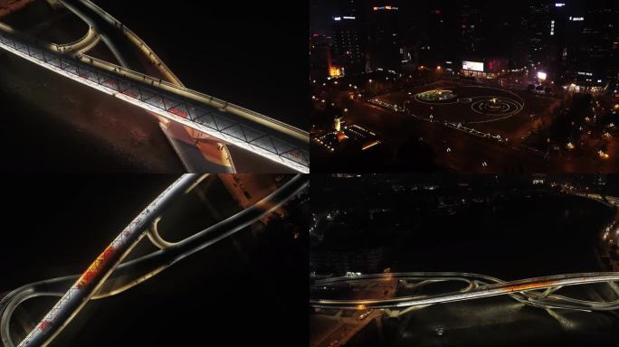 4K成都五岔子大桥航拍夜景