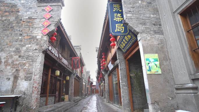 芜湖古城街道雪景素材