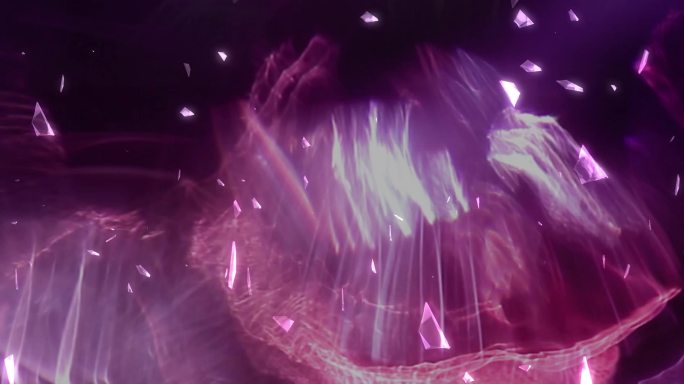 粉紫水晶旋转光影飘动视频
