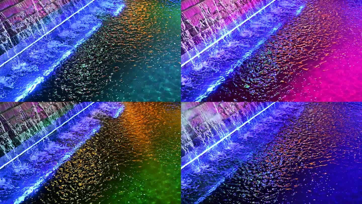 流光溢彩流水和水面特写视频