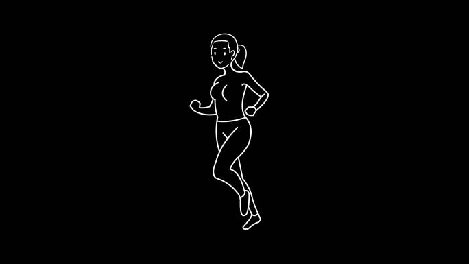 高清线条人物跑步锻炼健身女人比赛
