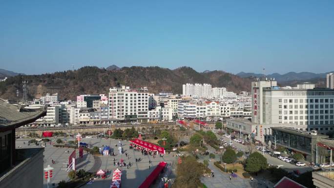 商洛山阳县城城市建设风光航拍7