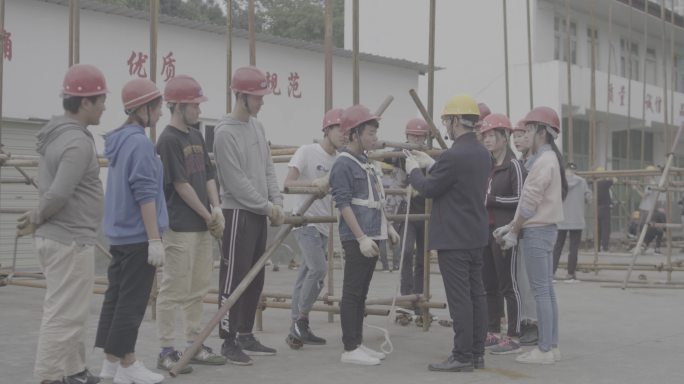 【4K灰度】大学建筑工程系实训操作