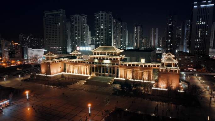 人文 旅游 青海省博物馆夜景航拍