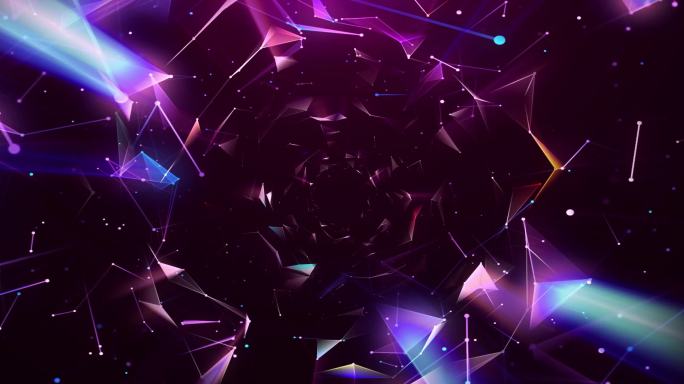 粉紫蓝星连线 科技感 赛博 旋转移动视频