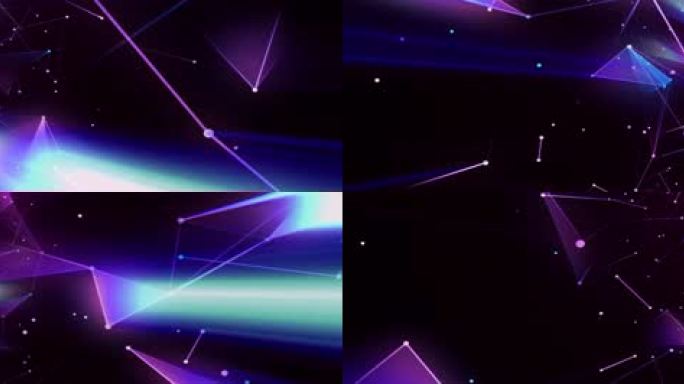 粉紫蓝星连线 科技感 赛博 旋转移动视频