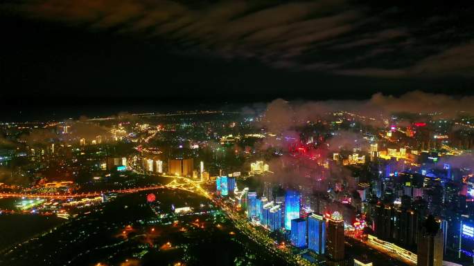 海南海口滨海大道城市夜色