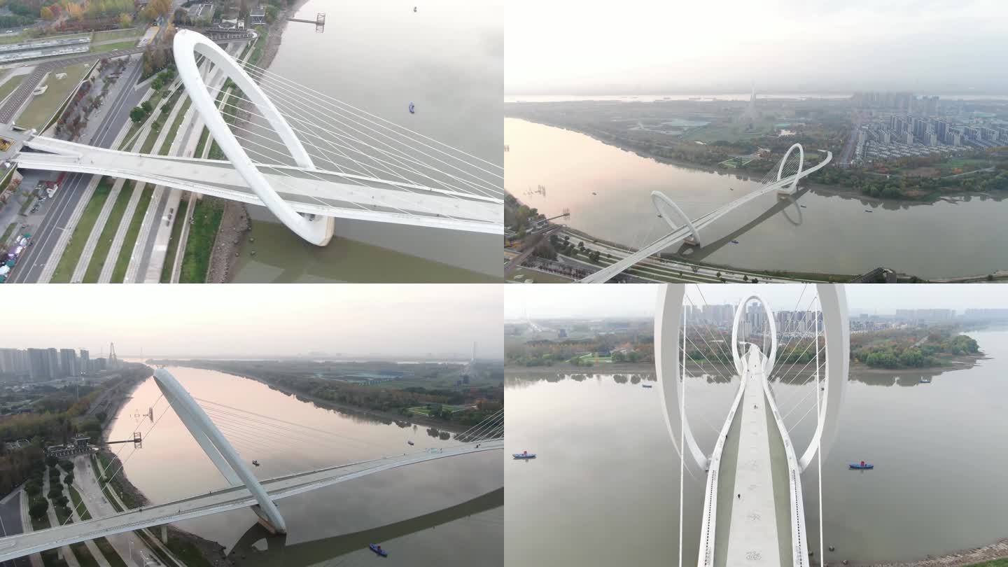 新地标南京之眼网红桥4K航拍视频素材