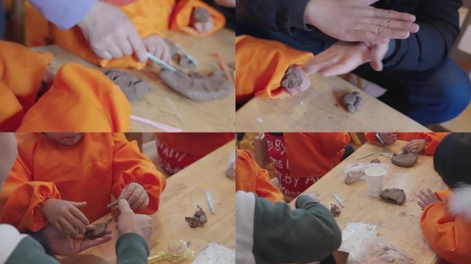 儿童亲子活动手工泥塑玩泥巴
