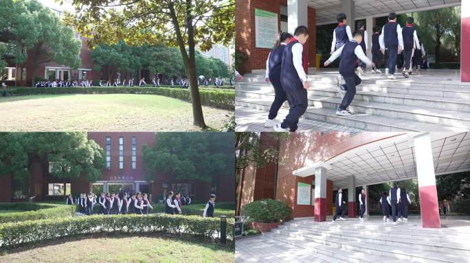 4k学生在学校行走青春阳光活力