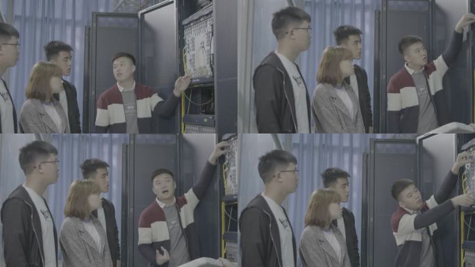 【4K灰度】大学实训老师讲解机房设备