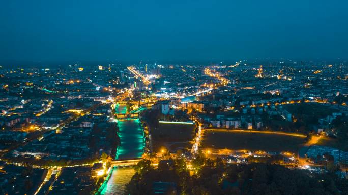 都江堰城区_夜景航拍延时