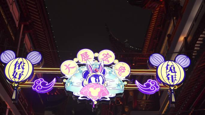 2023兔年灯展彩色灯箱上海方言