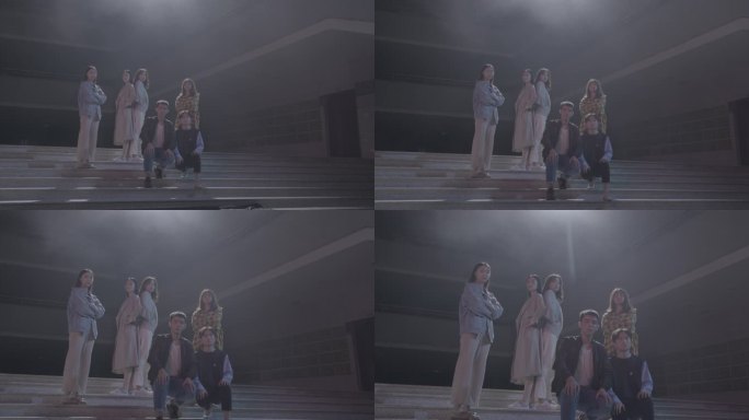 【4K灰度】大学生合影街舞社团形象