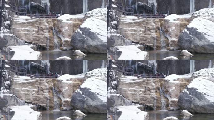 云台山泉瀑峡冬季泉水