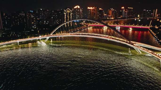 4K航拍广州珠江新城CBD夜景