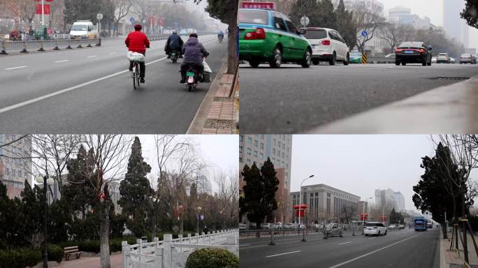 降雪 城市 雪花 小雪 车流 人流 行人