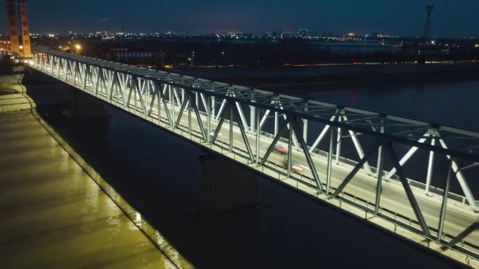 滨州黄河大桥夜景延时