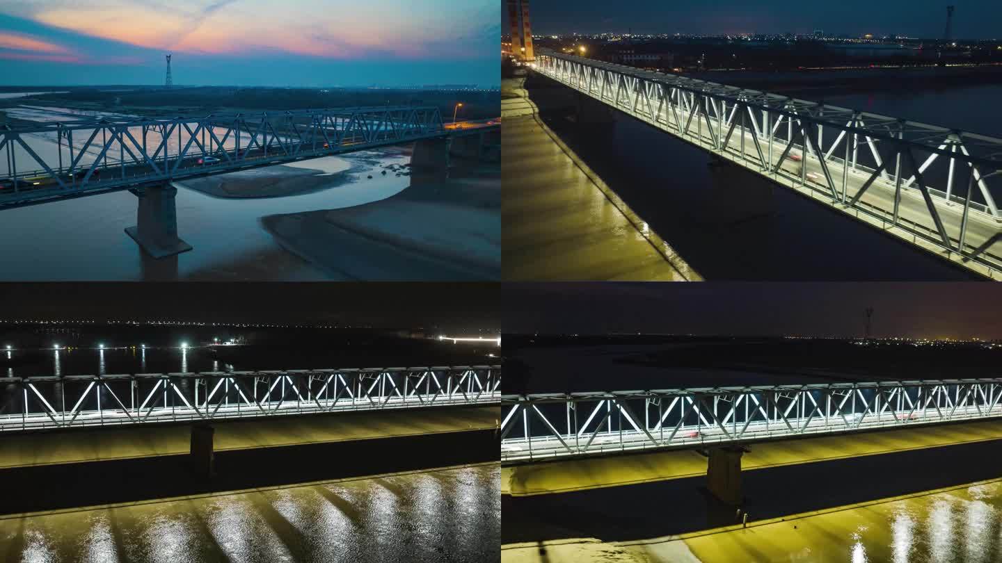 滨州黄河大桥夜景延时