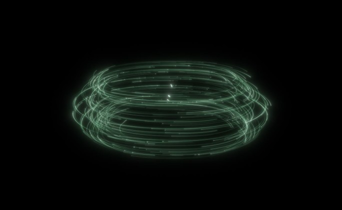 淡绿色立体圆形旋转粒子带透明通道
