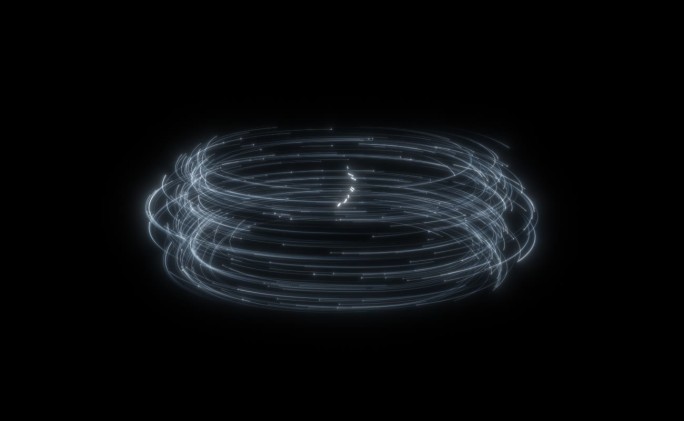 银色立体圆形旋转粒子带透明通道