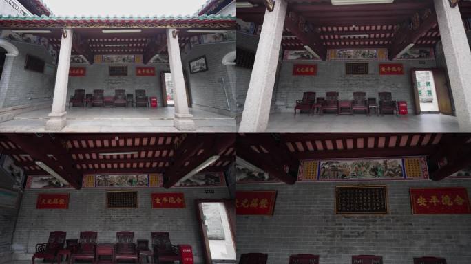 中式祠堂 大厅 走廊 古典 装饰 4K