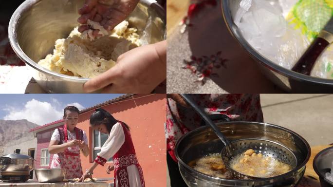 新疆哈萨克族的小吃包尔萨克制作过程3