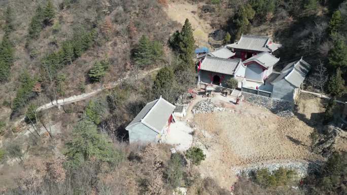 秦岭寺庙法官庙堂佛堂环境航拍3