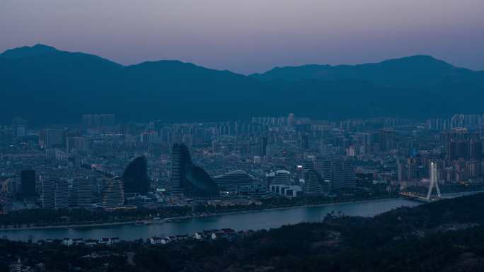 浙江丽水城市日转夜大景宣传片南明湖畔8K