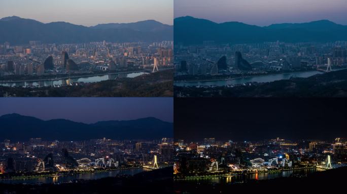 浙江丽水城市日转夜大景宣传片南明湖畔8K