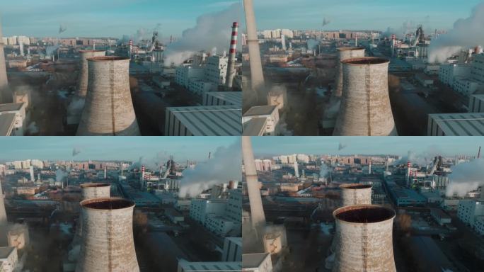 钢铁电厂重工业航拍视频