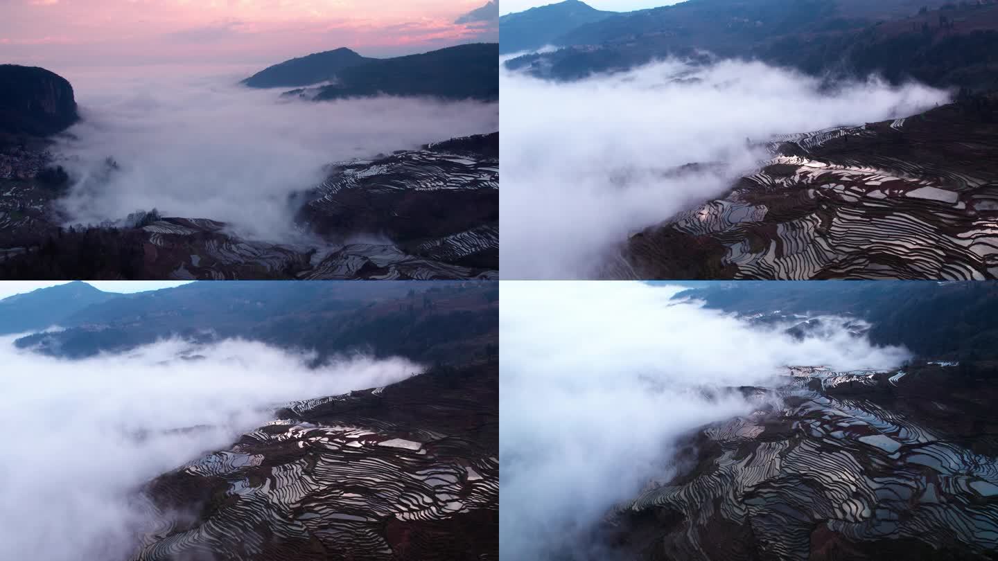 梯田云海风光航拍